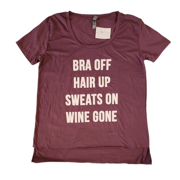 Purple T-Shirt, Size Large - Bra Off, Hair Up, Sweats On - Picture 1 of 6